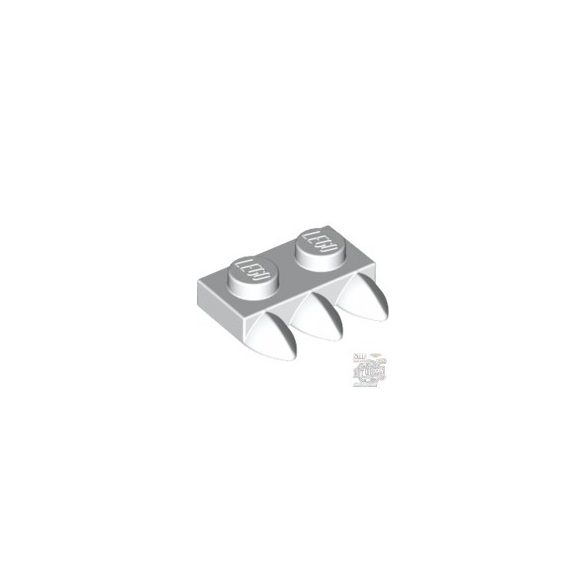 Lego Plate 1X2 With 3 Teeth, White