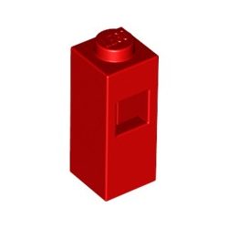 Lego BRICK 1X1X2 WITH EXTRA TUBE SIDE, Bright red