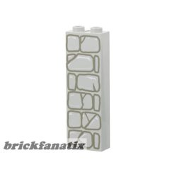 Lego Brick 1 x 2 x 5 with Stone Pattern, Light grey