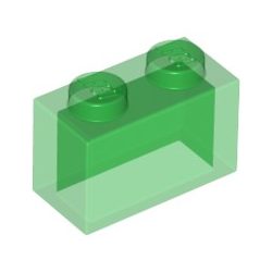 Lego Brick 1X2, Transparent green
