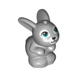   Lego Bunny / Rabbit, Friends, Sitting with Bright Light Blue Eyes, Bright Pink Nose and Mouth and Black Whisker Dots Pattern (Daisy)