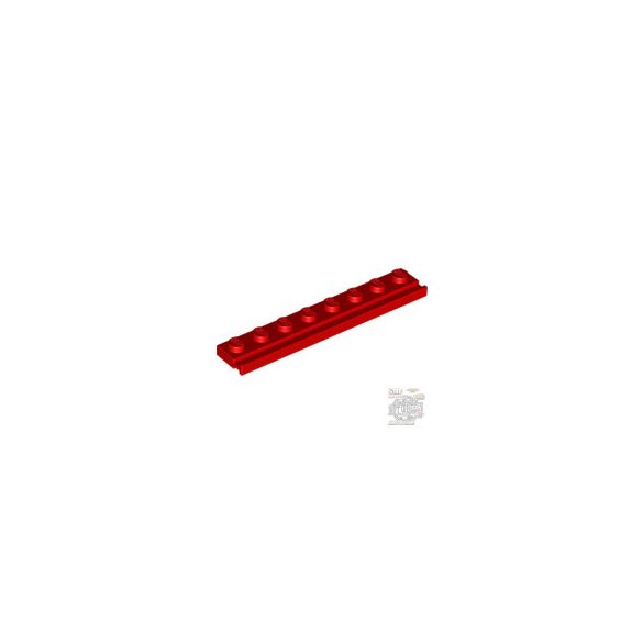 Lego PLATE 1X8 WITH RAIL, Bright red
