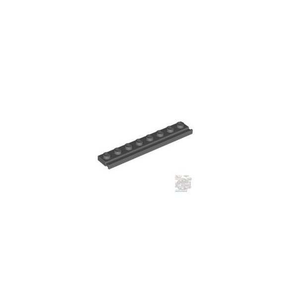 Lego Plate 1X8 With Rail, Dark grey