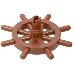 Lego Boat, Ship's Wheel with Slotted Pin, Reddish brown