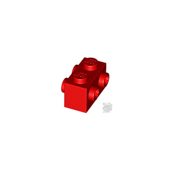 Lego BRICK 1X2 W. FOUR KNOBS, Bright red