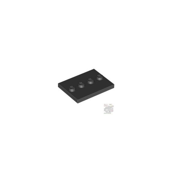 Lego Plate 3X4 With 4 Knobs, Black