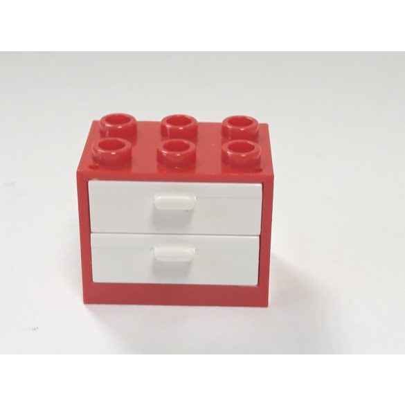 Lego Box / Cupboard 2X3X2, Brigth red-White