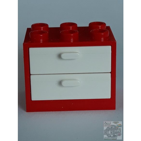 Lego Box / Cupboard 2X3X2, Brigth red-White