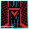 Lego Tile 6 x 6 with Bottom Tubes, Textured Surface with Red and Black Triangle, Geometric Shapes and Dark Turquoise Angled Lines Pattern (Sticker) - Set 71708