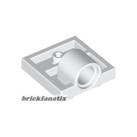   Lego Plate, Modified 2 x 2 with Pin Hole - Full Cross Support Underneath, White