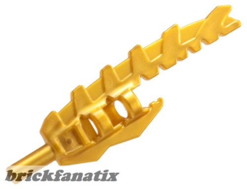 Lego Minifigure, Weapon Sword, Serrated with Bar Holder (Vengious), Gold