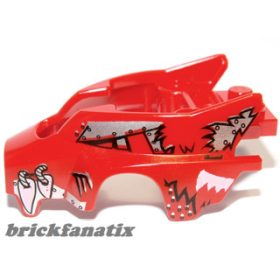   Lego Flywheel Fairing Wolf Shape with Fangs and Silver and White Pattern