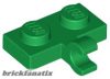 Lego Plate, Modified 1 x 2 with Clip on Side (Horizontal Grip), Green