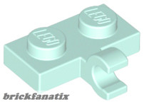 Lego Plate, Modified 1 x 2 with Clip on Side (Horizontal Grip), Light aqua