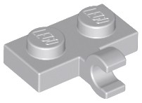 Lego PLATE 1X2 W. 1 HORIZONTAL SNAP, Light grey