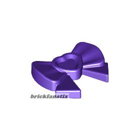   Lego Friends Accessories Hair Decoration, Bow with Heart, Long Ribbon and Pin, Dark purple
