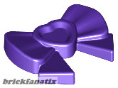 Lego Friends Accessories Hair Decoration, Bow with Heart, Long Ribbon and Pin, Dark purple