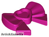 Lego Friends Accessories Hair Decoration, Bow with Heart, Long Ribbon and Pin, Magenta
