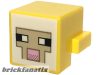 Lego Minifigure Creature Head Pixelated with White, Tan, and Bright Pink Face Pattern (Minecraft Sheep)