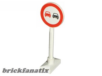 Lego Road Sign Round with No Overtaking Pattern