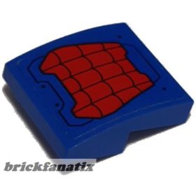   Lego Slope, Curved 2 x 2 x 2/3 with Black Spider Web on Red Background and Blue Hull Plates Pattern (Sticker) - Set 76115 Spider Mech vs. Venom