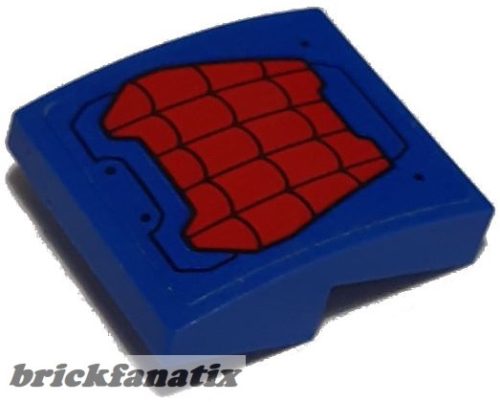 Lego Slope, Curved 2 x 2 x 2/3 with Black Spider Web on Red Background and Blue Hull Plates Pattern (Sticker) - Set 76115 Spider Mech vs. Venom