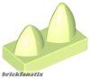 Lego Tile, Modified 1 x 2 with 2 Teeth Vertical, Yellowish green