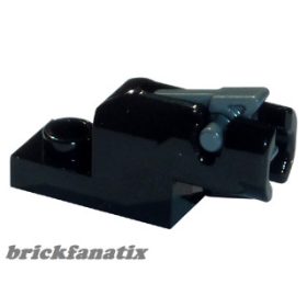   Lego Projectile Launcher, 1 x 2 Mini Blaster / Shooter with Dark Bluish Gray Trigger (15403 / 15392), Black