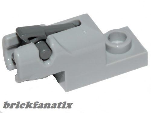 Lego Projectile Launcher, 1 x 2 Mini Blaster / Shooter with Dark Bluish Gray Trigger (15403 / 15392), Light gray