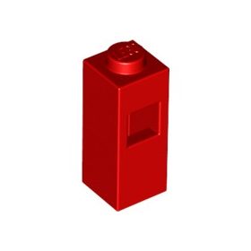 Lego Brick, Modified 1 x 1 x 2 with Square Hole, Red
