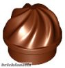 Lego Plate, Round 1 x 1 with Vertical Swirl / Twist, Reddish brown