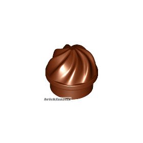   Lego Plate, Round 1 x 1 with Vertical Swirl / Twist, Reddish brown