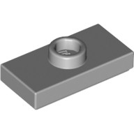 Lego PLATE 1X2 W. 1 KNOB, Light grey