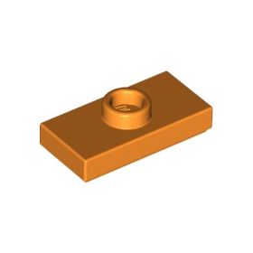 Lego PLATE 1X2 W. 1 KNOB, Bright orange