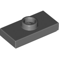 Lego PLATE 1X2 W. 1 KNOB, Dark grey