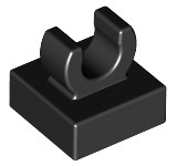 Lego Tile, Modified 1 x 1 with Open O Clip, Black