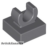 Lego Tile, Modified 1 x 1 with Open O Clip, Dark gray