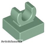 Lego Tile, Modified 1 x 1 with Open O Clip, Sand green