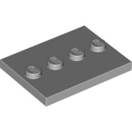 Lego PLATE 3X4 WITH 4 KNOBS, Light grey