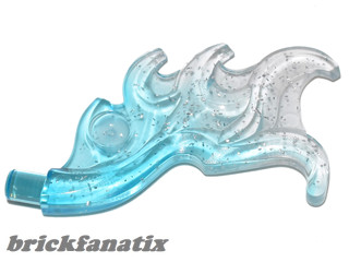 Lego Wave Rounded Curved Wing with Bar End (Flame) with Marbled Glitter Trans-Clear Pattern