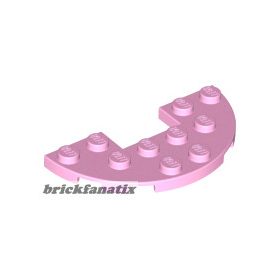 Lego Plate, Round Half 3 x 6 with 1 x 2 Cutout, Bright pink