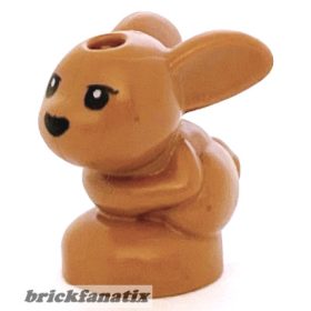   Lego Bunny / Rabbit, Friends, Baby, Sitting with Black Eyes and Nose Pattern (Chili / Mini / Minu), Medium Nougat