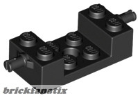 Lego Brick, Modified 2 x 4 with Wheels Holder with 2 x 2 Cutout and Hole, Black