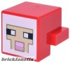 Lego Minifigure Creature Head Pixelated with White, Tan, and Bright Pink Face Pattern (Minecraft Sheep)