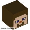 Lego Minifigure Creature Head, Modified Cube with Pixelated Light Nougat Face, Dark Purple Eyes, Dark Orange Nose, and Smile Pattern (Minecraft Steve)