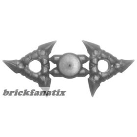   Lego Minifigure, Weapon Shuriken Throwing Star with Textured Grips, 2 on Sprue, Flat silver