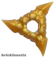 Lego Minifigure, Weapon Throwing Star (Shuriken) with Textured Grips, Gold
