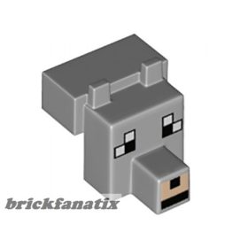   Lego Minifigure, Creature Head Pixelated with Snout with Black and White Eyes Large, Light Nougat Muzzle Pattern (Minecraft Tamed Wolf)