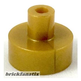 Lego Tile, Round 1 x 1 with Bar and Pin Holder, Gold
