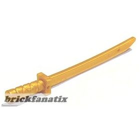   Lego Minifigure, Weapon Sword, Shamshir/Katana (Square Guard) with Capped Pommel and Holes in Crossguard and Blade, Gold